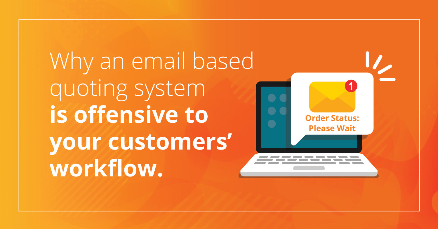 Laptop icon with a notification about an order status on the screen with a text overlay saying 